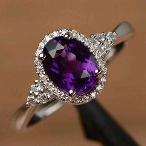 Purple stone cubic zirconia cocktail ring